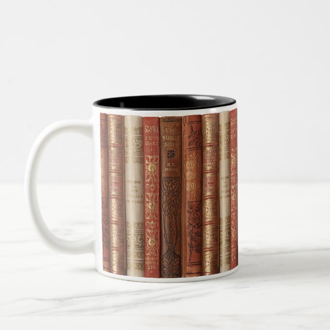 Beautiful Book Spines Two-Tone Coffee Mug (Left)
