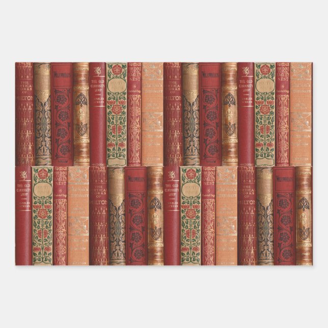 Beautiful Book Spines Wrapping Paper Sheet (Front)