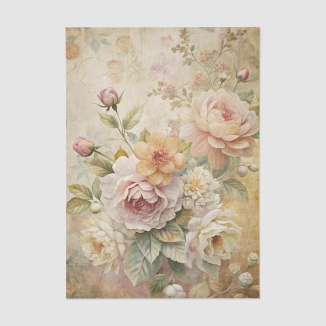 Beautiful Boquet of Pastel Flowers Background Tissue Paper (Front)