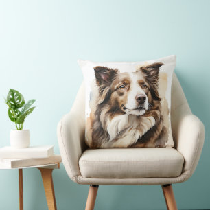 BEAUTIFUL BORDER COLLIE HERDING DOG CUSHION