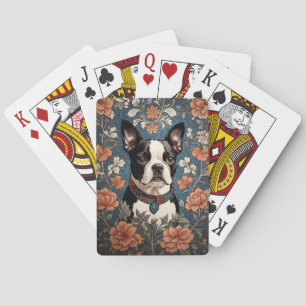 Beautiful Boston Terrier William Morris Inspired Playing Cards