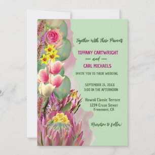 Beautiful Botanical Floral Garden Green Wedding  Invitation