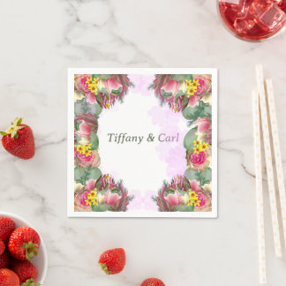 Beautiful Botanical Floral Garden Pink Napkin
