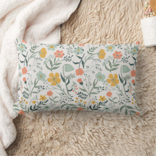 Beautiful Botanical Floral Pattern Lumbar Cushion