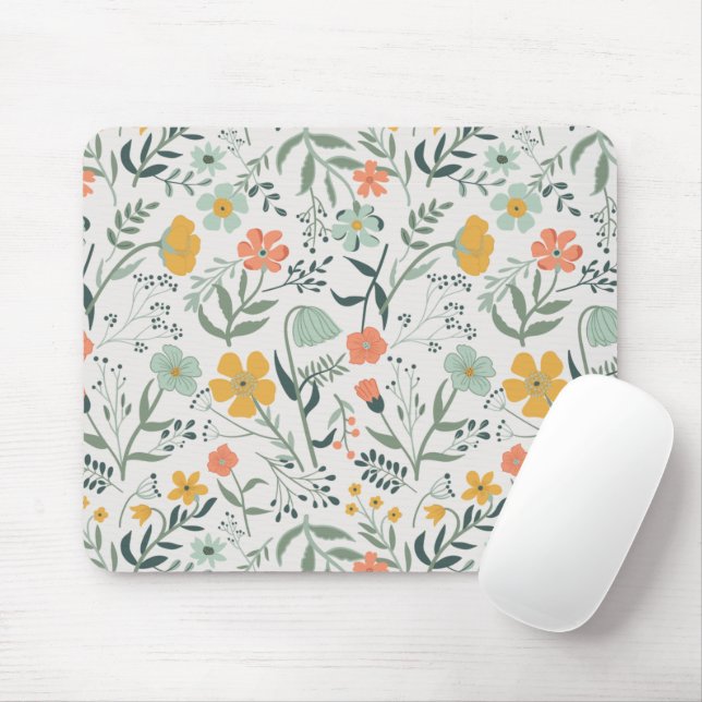 Beautiful Botanical Floral Pattern Mouse Mat (With Mouse)