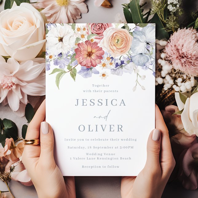 Beautiful Botanical Floral Watercolor Wedding Invitation (Creator Uploaded)
