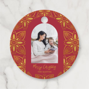 Beautiful Botanical Frame Arch Photo Christmas Favour Tags