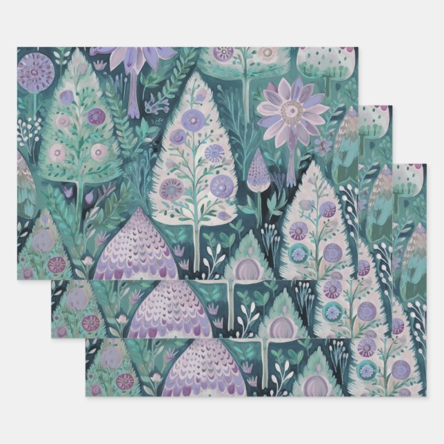 Beautiful Botanical Purple and Mint Paper (Set)