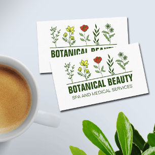 Beautiful Botanical Spa Salon Green Floral Business Card