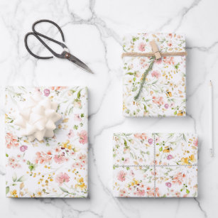 Beautiful Botanical Summer Wildflowers Simple Cute Wrapping Paper Sheet