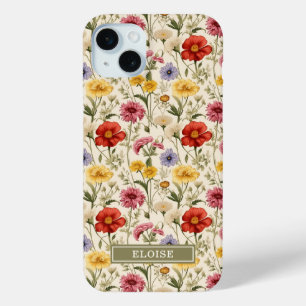 Beautiful Botanical Watercolor Wildflower Name iPhone 15 Mini Case