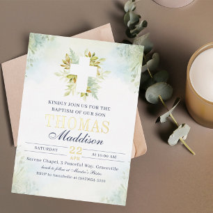 Beautiful Botanical White Cross Baptism