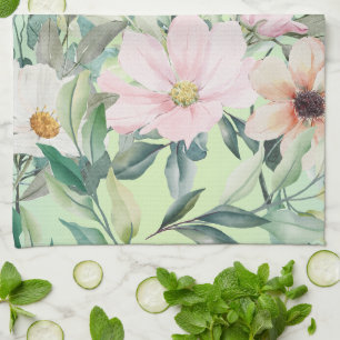 Beautiful Botanical Wildflowers and Hummingbird Tea Towel