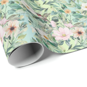 Beautiful Botanical Wildflowers and Hummingbird Wrapping Paper