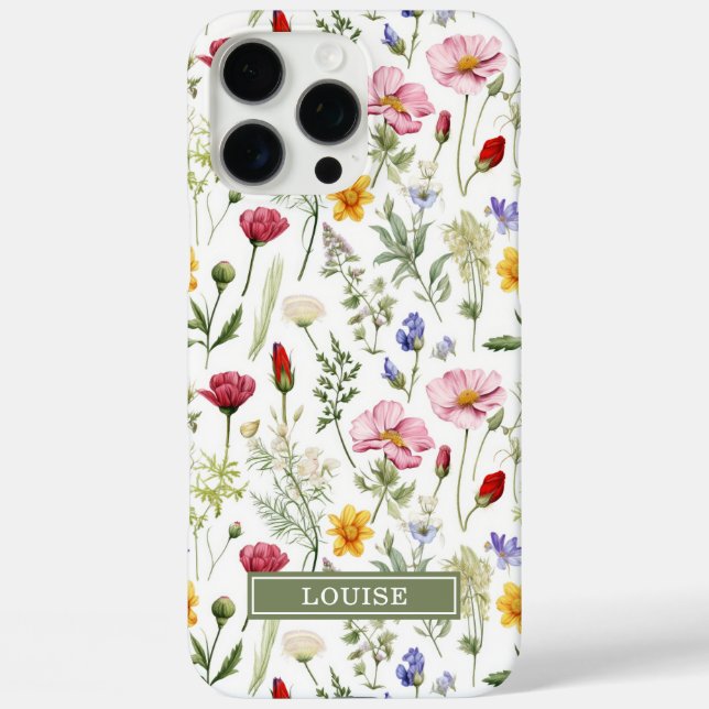 Beautiful Botanical Wildflowers Name Case-Mate iPhone Case (Back)