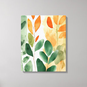 Beautiful Botanicals in Green & Orange, Canvas Art