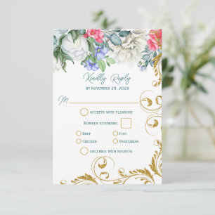 Beautiful Botanicals with Faux Gold Swirls RSVP