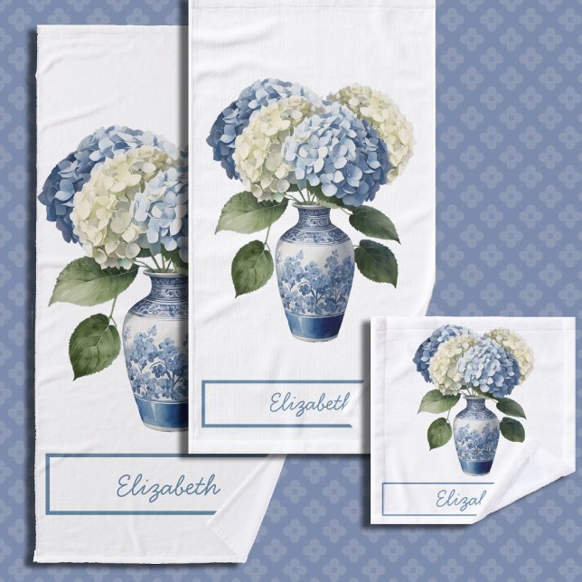 Beautiful bouquet hydrangea  bath towel set (Creator Uploaded)