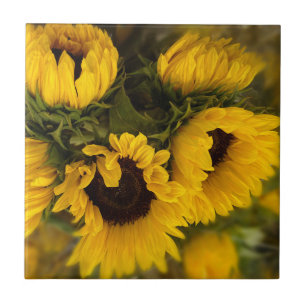 Beautiful Bouquet of Gold Sunflowers Tile