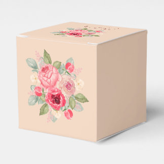 Beautiful Bouquet of Painted Pink Roses Watercolor Favour Box