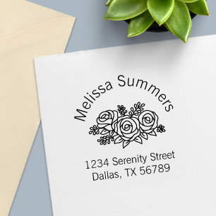 Beautiful Bouquet of Rose Flowers Arch Address Self-inking Stamp