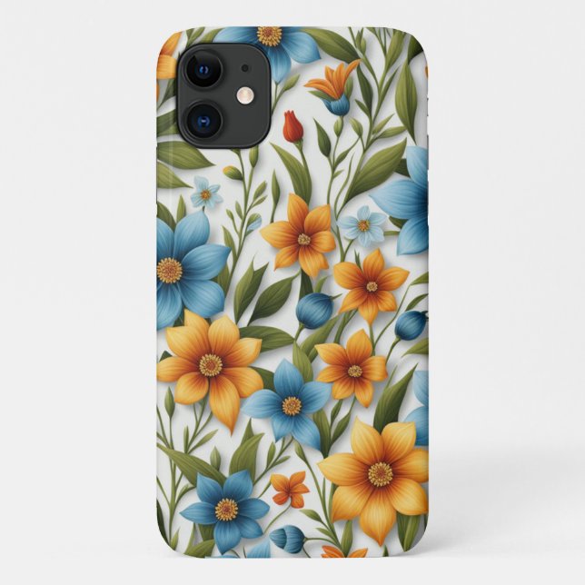 Beautiful Bouquet of Spring Blue & Orange Flowers  Case-Mate iPhone Case (Back)