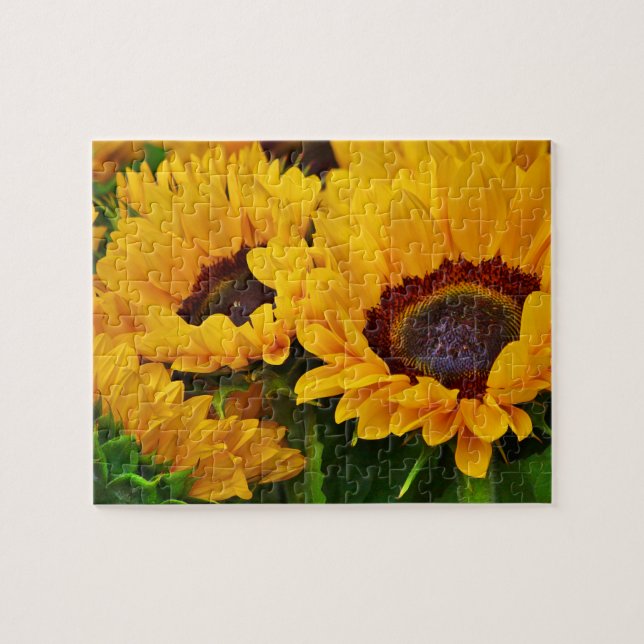 Beautiful Bouquet of Yellow and Orange Sunflowers Jigsaw Puzzle (Horizontal)