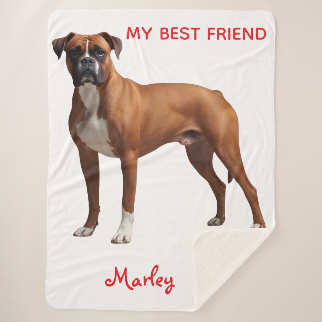 Beautiful Boxer Personalised Sherpa Blanket (Front)