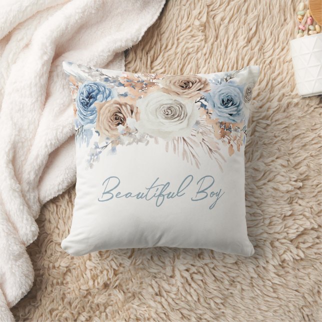 Beautiful Boy: Dusty Blue Boys Holiday Gift Decor Cushion (Blanket)