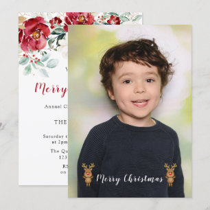 Beautiful Boy Family Christmas Party Photo Invitation
