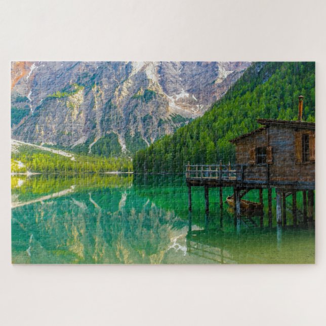 Beautiful Braies Lake landscape, Italy Jigsaw Puzzle (Horizontal)