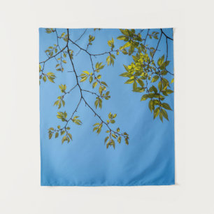 beautiful branch with green and yellow leaves hug tapestry