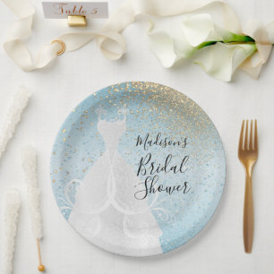 Beautiful Bridal Shower - Baby Blue Paper Plate