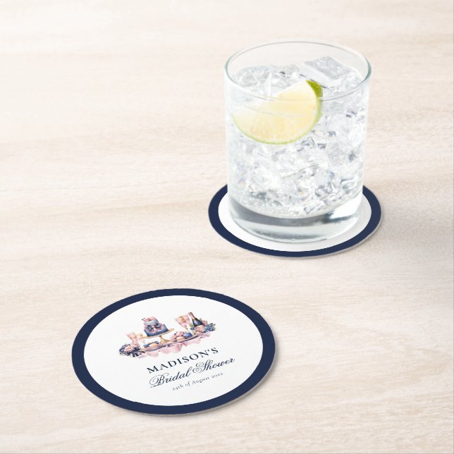 Beautiful Bridal Shower Personalised Round Paper Coaster (Insitu)