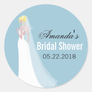 Beautiful Bride Blonde Personalised Bridal Shower Classic Round Sticker
