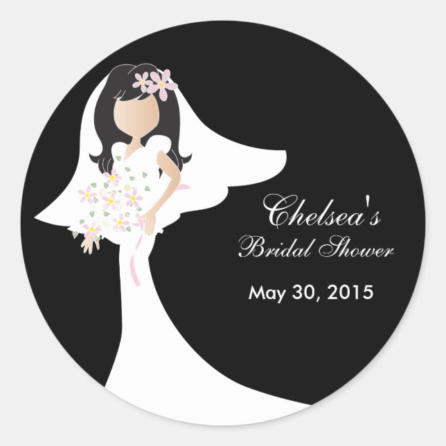Beautiful Bride Bridal Shower Classic Round Sticker (Front)