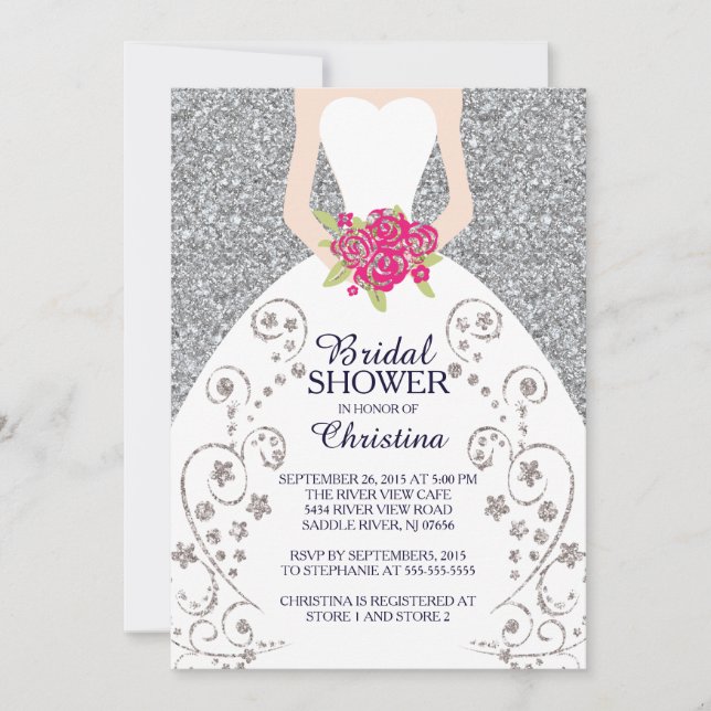 Beautiful Bride Glitter Bridal Shower Invitation (Front)