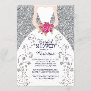 Beautiful Bride Glitter Bridal Shower Invitation