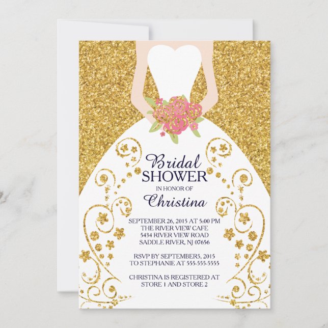 Beautiful Bride Glitter Bridal Shower Invitation (Front)