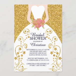Beautiful Bride Glitter Bridal Shower Invitation