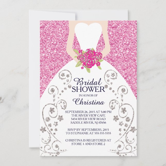 Beautiful Bride Glitter Bridal Shower Invitation (Front)
