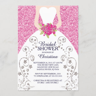 Beautiful Bride Glitter Bridal Shower Invitation