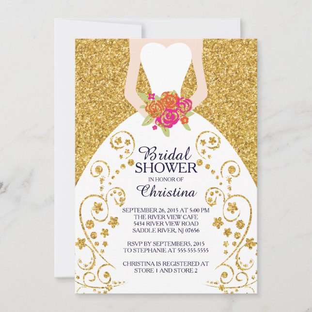 Beautiful Bride Glitter Bridal Shower Invitation (Front)