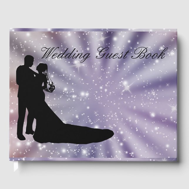 Beautiful Bride & Groom Dance Silhouette Wedding Guest Book (Front)