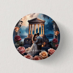 Beautiful Bride & Groom Standing by the Sea 3 Cm Round Badge
