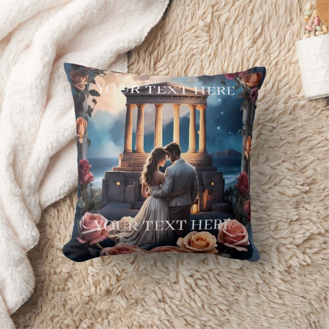 Beautiful Bride & Groom Standing by the Sea Cushion (Blanket)