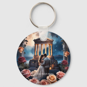 Beautiful Bride & Groom Standing by the Sea Key Ring