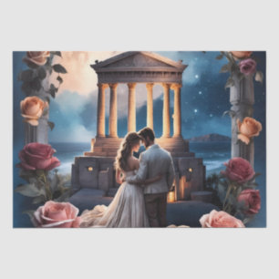 Beautiful Bride & Groom Standing by the Sea Tissue Paper