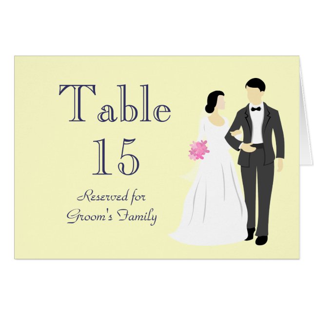 Beautiful Bride & Groom Table Seating Name Card (Front Horizontal)