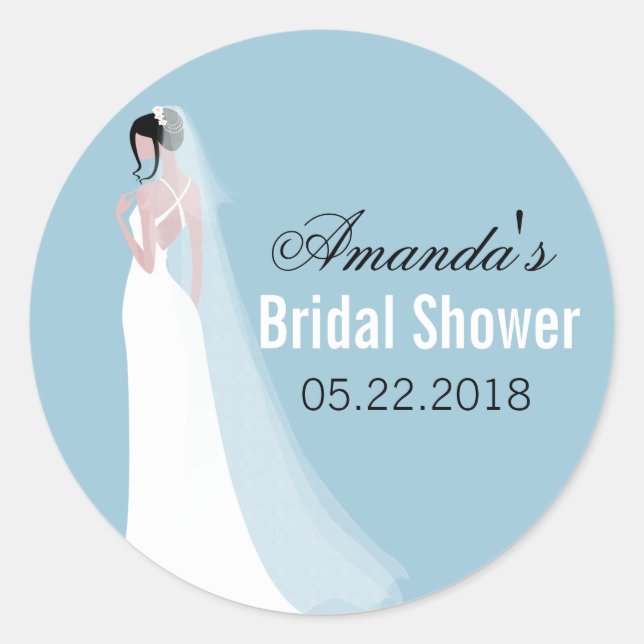 Beautiful Bride Personalised Bridal Shower Classic Round Sticker (Front)